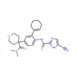 CN(C)C(=O)C1(c2ccc(NC(=O)c3ncc(C#N)[nH]3)c(C3=CCCCC3)c2)CCOCC1 ZINC000146883780