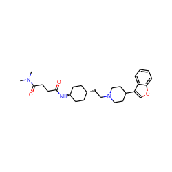 CN(C)C(=O)CCC(=O)N[C@H]1CC[C@H](CCN2CCC(c3coc4ccccc34)CC2)CC1 ZINC000261153742