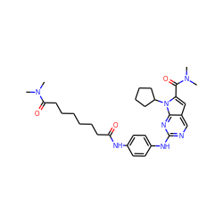 CN(C)C(=O)CCCCCCC(=O)Nc1ccc(Nc2ncc3cc(C(=O)N(C)C)n(C4CCCC4)c3n2)cc1 ZINC001772622065