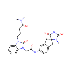 CN(C)C(=O)CCCn1c(=O)n(CC(=O)Nc2ccc3c(c2)C[C@]2(C3)C(=O)NC(=O)N2C)c2ccccc21 ZINC000040379480