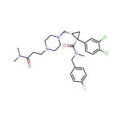 CN(C)C(=O)CCN1CCN(C[C@@H]2C[C@@]2(C(=O)N(C)Cc2ccc(F)cc2)c2ccc(Cl)c(Cl)c2)CC1 ZINC000066076927