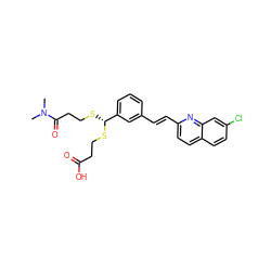 CN(C)C(=O)CCS[C@@H](SCCC(=O)O)c1cccc(/C=C/c2ccc3ccc(Cl)cc3n2)c1 ZINC000003784127