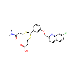 CN(C)C(=O)CCS[C@H](SCCC(=O)O)c1cccc(OCc2ccc3ccc(Cl)cc3n2)c1 ZINC000036268370