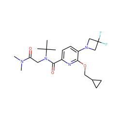 CN(C)C(=O)CN(C(=O)c1ccc(N2CC(F)(F)C2)c(OCC2CC2)n1)C(C)(C)C ZINC000146508004