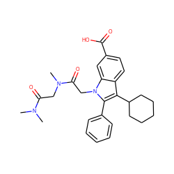 CN(C)C(=O)CN(C)C(=O)Cn1c(-c2ccccc2)c(C2CCCCC2)c2ccc(C(=O)O)cc21 ZINC000013646568