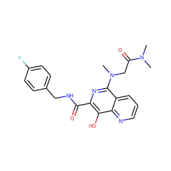 CN(C)C(=O)CN(C)c1nc(C(=O)NCc2ccc(F)cc2)c(O)c2ncccc12 ZINC000034820434