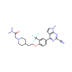 CN(C)C(=O)CN1CCC(CCOc2ccc(-c3nc(C#N)nc4c3ccn4C)cc2C(F)(F)F)CC1 ZINC001772636352