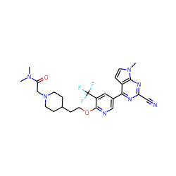 CN(C)C(=O)CN1CCC(CCOc2ncc(-c3nc(C#N)nc4c3ccn4C)cc2C(F)(F)F)CC1 ZINC001772590082