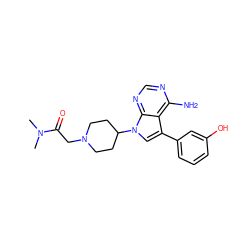 CN(C)C(=O)CN1CCC(n2cc(-c3cccc(O)c3)c3c(N)ncnc32)CC1 ZINC000000590739