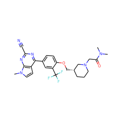 CN(C)C(=O)CN1CCC[C@H](COc2ccc(-c3nc(C#N)nc4c3ccn4C)cc2C(F)(F)F)C1 ZINC001772647129