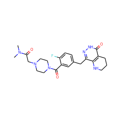 CN(C)C(=O)CN1CCN(C(=O)c2cc(Cc3n[nH]c(=O)c4c3NCCC4)ccc2F)CC1 ZINC000146949986