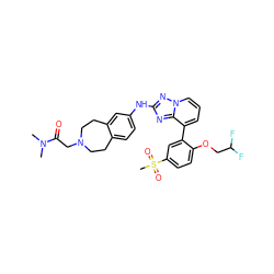 CN(C)C(=O)CN1CCc2ccc(Nc3nc4c(-c5cc(S(C)(=O)=O)ccc5OCC(F)F)cccn4n3)cc2CC1 ZINC000096169873