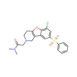 CN(C)C(=O)CN1CCc2oc3c(Cl)cc(S(=O)(=O)c4ccccc4)cc3c2C1 ZINC000147564145