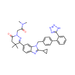 CN(C)C(=O)CN1N=C(c2ccc3nc(C4CC4)n(Cc4ccc(-c5ccccc5-c5nnn[nH]5)cc4)c3c2)C(C)(C)CC1=O ZINC000028754783