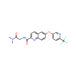 CN(C)C(=O)CNC(=O)c1ccc2cc(Oc3ccc(C(F)(F)F)nc3)ccc2n1 ZINC001772653290