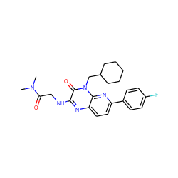 CN(C)C(=O)CNc1nc2ccc(-c3ccc(F)cc3)nc2n(CC2CCCCC2)c1=O ZINC000043073173