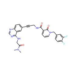 CN(C)C(=O)CNc1ncnc2ccc(C#CCNC(=O)c3cccn(Cc4ccc(F)c(F)c4)c3=O)cc12 ZINC000096176307