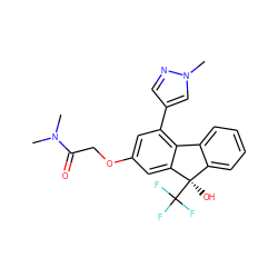 CN(C)C(=O)COc1cc(-c2cnn(C)c2)c2c(c1)[C@](O)(C(F)(F)F)c1ccccc1-2 ZINC000144857589