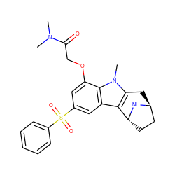 CN(C)C(=O)COc1cc(S(=O)(=O)c2ccccc2)cc2c3c(n(C)c12)C[C@H]1CC[C@H]3N1 ZINC000100633157