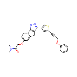 CN(C)C(=O)COc1ccc2c(c1)Cc1c(-c3csc(C#CCOc4ccccc4)c3)n[nH]c1-2 ZINC000028641581