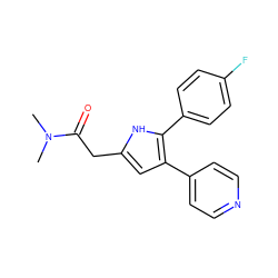 CN(C)C(=O)Cc1cc(-c2ccncc2)c(-c2ccc(F)cc2)[nH]1 ZINC000036161027