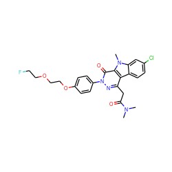 CN(C)C(=O)Cc1nn(-c2ccc(OCCOCCF)cc2)c(=O)c2c1c1ccc(Cl)cc1n2C ZINC000473114404