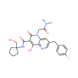 CN(C)C(=O)Cn1c(=O)c(C(=O)NC2(CO)CCCC2)c(O)c2ncc(Cc3ccc(F)cc3)cc21 ZINC000150277461
