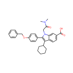 CN(C)C(=O)Cn1c(-c2ccc(OCc3ccccc3)cc2)c(C2CCCCC2)c2ccc(C(=O)O)cc21 ZINC000013609971