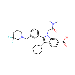 CN(C)C(=O)Cn1c(-c2cccc(CN3CCCC(F)(F)C3)c2)c(C2CCCCC2)c2ccc(C(=O)O)cc21 ZINC000028469400