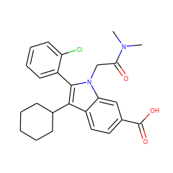 CN(C)C(=O)Cn1c(-c2ccccc2Cl)c(C2CCCCC2)c2ccc(C(=O)O)cc21 ZINC000013609949