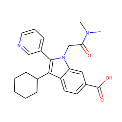 CN(C)C(=O)Cn1c(-c2cccnc2)c(C2CCCCC2)c2ccc(C(=O)O)cc21 ZINC000013646684