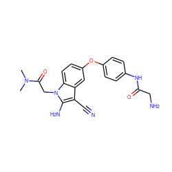 CN(C)C(=O)Cn1c(N)c(C#N)c2cc(Oc3ccc(NC(=O)CN)cc3)ccc21 ZINC000299866214