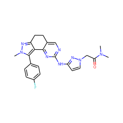 CN(C)C(=O)Cn1ccc(Nc2ncc3c(n2)-c2c(nn(C)c2-c2ccc(F)cc2)CC3)n1 ZINC000169702349