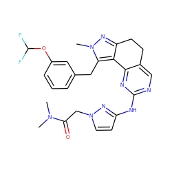 CN(C)C(=O)Cn1ccc(Nc2ncc3c(n2)-c2c(nn(C)c2Cc2cccc(OC(F)F)c2)CC3)n1 ZINC000143074331