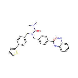 CN(C)C(=O)N(Cc1ccc(C(=O)Nc2ccccc2N)cc1)Cc1ccc(-c2cccs2)cc1 ZINC000049808589