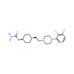 CN(C)C(=O)N[C@H]1CC[C@@H](CCN2CCN(c3cccc(Cl)c3Cl)CC2)CC1 ZINC000100907004