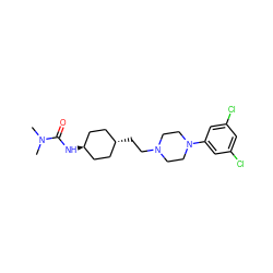 CN(C)C(=O)N[C@H]1CC[C@H](CCN2CCN(c3cc(Cl)cc(Cl)c3)CC2)CC1 ZINC000261104642