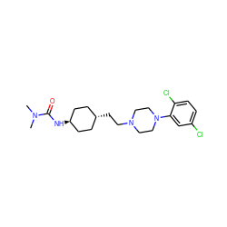 CN(C)C(=O)N[C@H]1CC[C@H](CCN2CCN(c3cc(Cl)ccc3Cl)CC2)CC1 ZINC000261192049