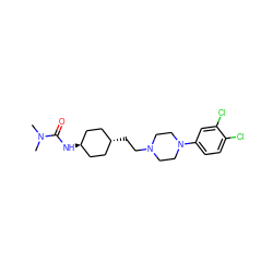 CN(C)C(=O)N[C@H]1CC[C@H](CCN2CCN(c3ccc(Cl)c(Cl)c3)CC2)CC1 ZINC000261098323