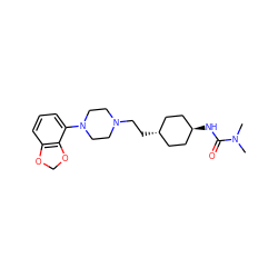 CN(C)C(=O)N[C@H]1CC[C@H](CCN2CCN(c3cccc4c3OCO4)CC2)CC1 ZINC000261173563