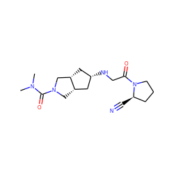 CN(C)C(=O)N1C[C@H]2C[C@@H](NCC(=O)N3CCC[C@H]3C#N)C[C@H]2C1 ZINC000101349602