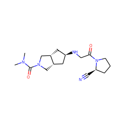 CN(C)C(=O)N1C[C@H]2C[C@H](NCC(=O)N3CCC[C@H]3C#N)C[C@H]2C1 ZINC000101349625