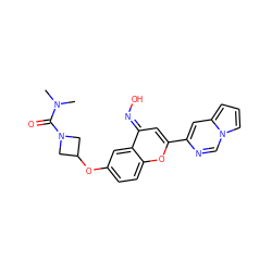 CN(C)C(=O)N1CC(Oc2ccc3oc(-c4cc5cccn5cn4)c/c(=N\O)c3c2)C1 ZINC001772615460