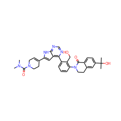 CN(C)C(=O)N1CC=C(c2cc3c(-c4cccc(N5CCc6cc(C(C)(C)O)ccc6C5=O)c4CO)ncnc3[nH]2)CC1 ZINC000142928257