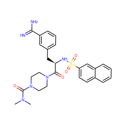 CN(C)C(=O)N1CCN(C(=O)[C@@H](Cc2cccc(C(=N)N)c2)NS(=O)(=O)c2ccc3ccccc3c2)CC1 ZINC000026839714