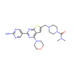 CN(C)C(=O)N1CCN(Cc2cc3c(N4CCOCC4)nc(-c4cnc(N)nc4)nc3s2)CC1 ZINC000082151436