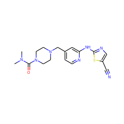 CN(C)C(=O)N1CCN(Cc2ccnc(Nc3ncc(C#N)s3)c2)CC1 ZINC000013586294