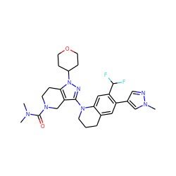 CN(C)C(=O)N1CCc2c(c(N3CCCc4cc(-c5cnn(C)c5)c(C(F)F)cc43)nn2C2CCOCC2)C1 ZINC001772633208