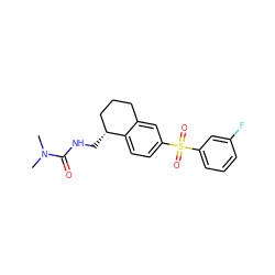 CN(C)C(=O)NC[C@@H]1CCCc2cc(S(=O)(=O)c3cccc(F)c3)ccc21 ZINC000049035801