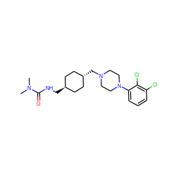 CN(C)C(=O)NC[C@H]1CC[C@H](CN2CCN(c3cccc(Cl)c3Cl)CC2)CC1 ZINC000253638733